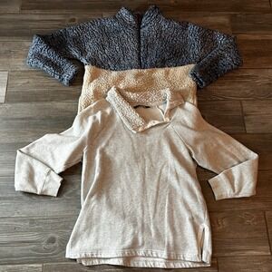 Set of Two Women's Small Fleece Pullovers Casual Comfy Cabincore Athleisure‎